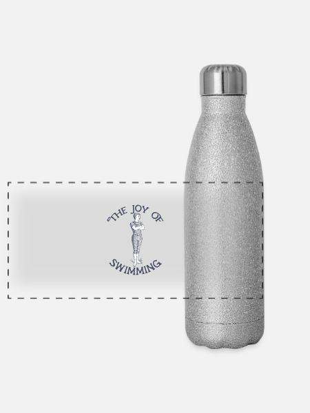 Joy of Swimming - Panoramic Glitter Thermal Bottle 500 ml - silver glitter - Front
