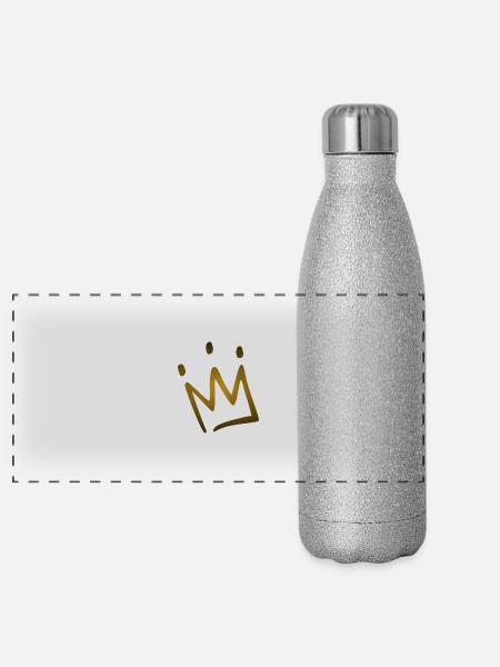couronne - Gourde isotherme panoramique pailletée 500 ml - paillettes argentées - Devant