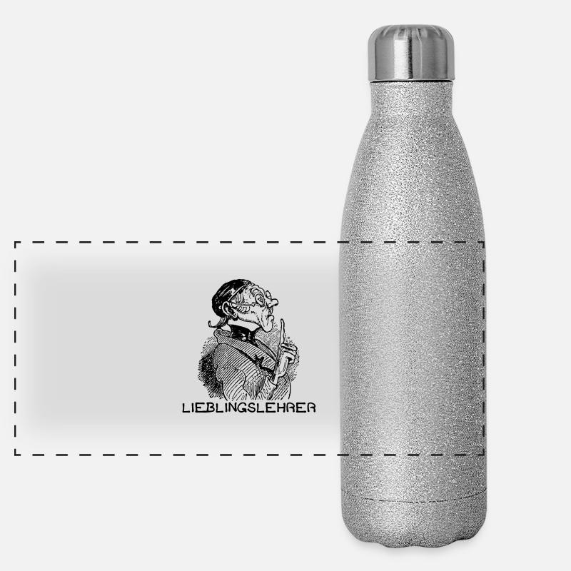 Lieblingslehrer Max und Moritz Busch Lehrer Lämpel Panorama Glitzer Isolierflasche 500 ml