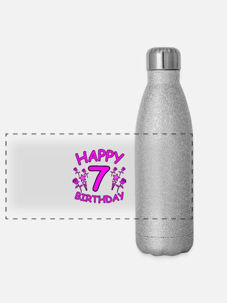 Birthday - Panoramic Glitter Thermal Bottle 500 ml - silver glitter - Front
