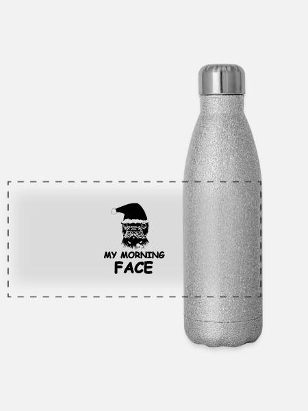 Dog - Panoramic Glitter Thermal Bottle 500 ml - silver glitter - Front