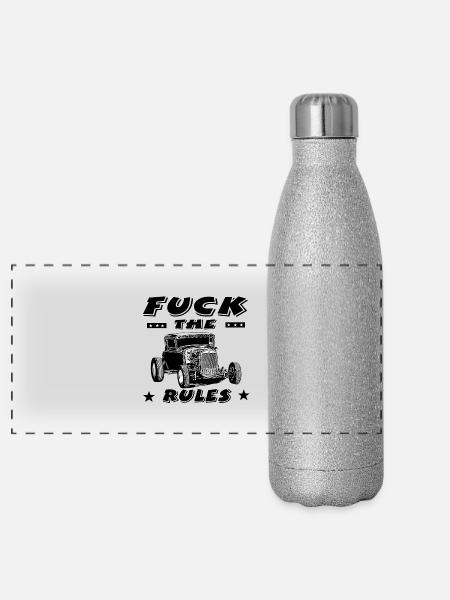 Voiture - Gourde isotherme panoramique pailletée 500 ml - paillettes argentées - Devant