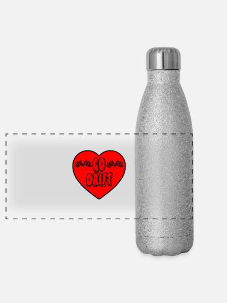 Auto - Panorama Glitzer Isolierflasche 500 ml - Silber Glitzer - Vorne