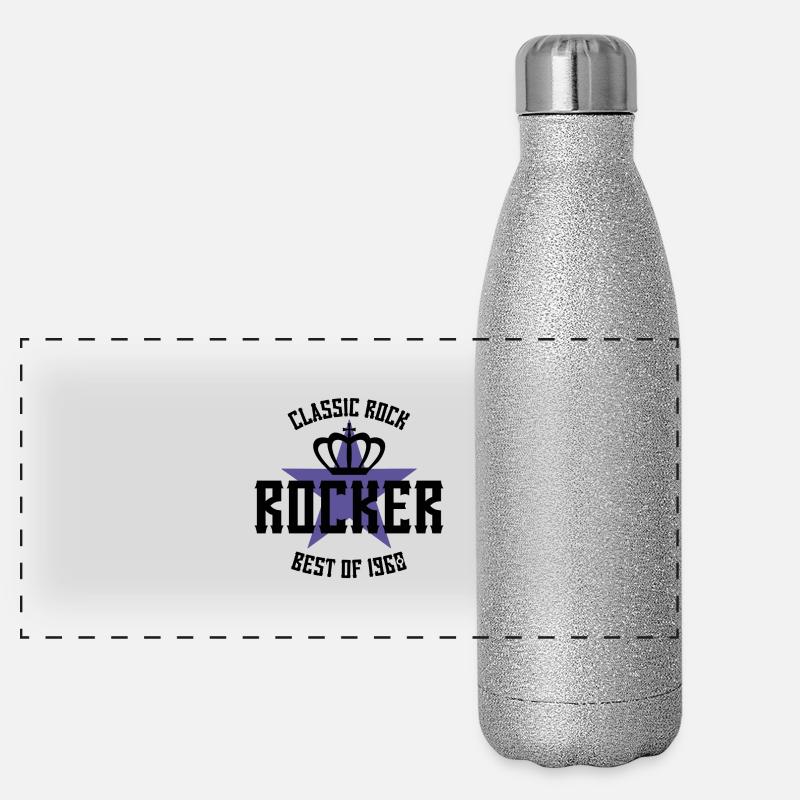 ROCKER STAR BEST OF 1960 - Panorama Glitzer Isolierflasche 500 ml - Silber Glitzer