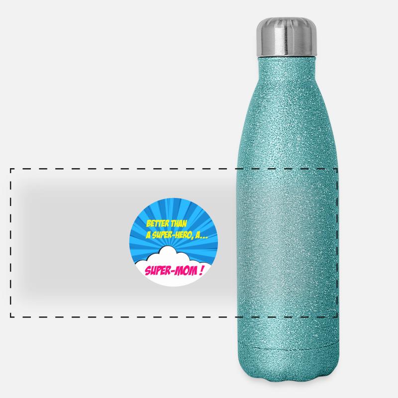 Super-maman, super-héros. Meilleure maman. BD. Gourde isotherme panoramique pailletée 500 ml