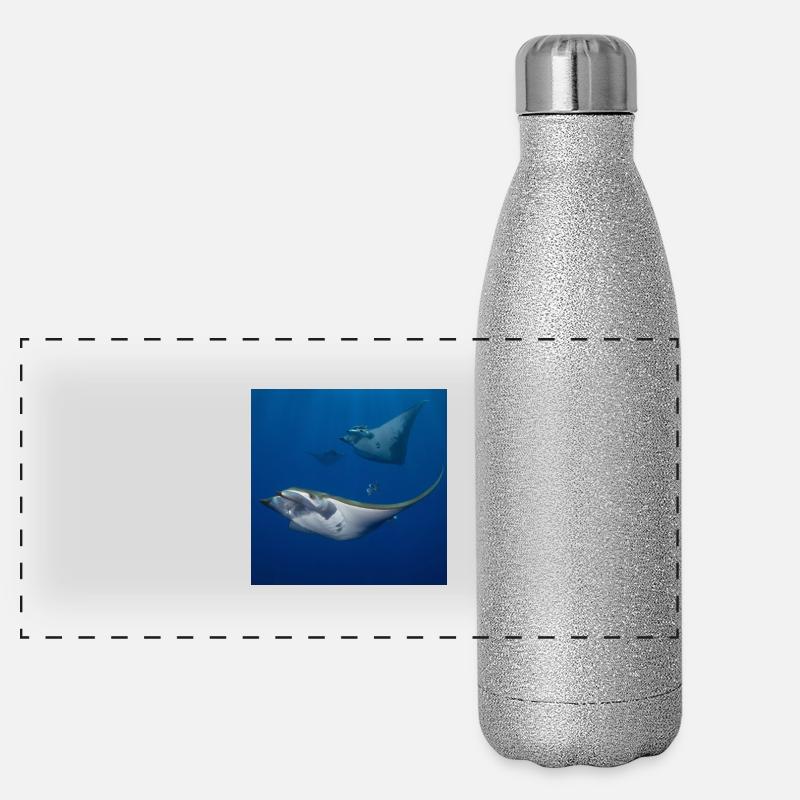 Mantas auf den Azoren Panorama Glitzer Isolierflasche 500 ml
