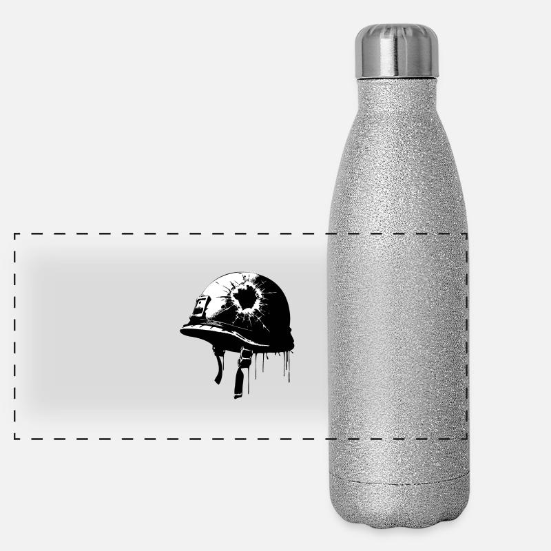 Kriegshelm mit Einschussloch | Antikriegsbild Panorama Glitzer Isolierflasche 500 ml