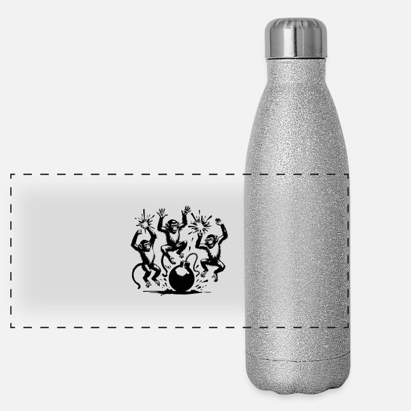 Affen im Krieg Panorama Glitzer Isolierflasche 500 ml