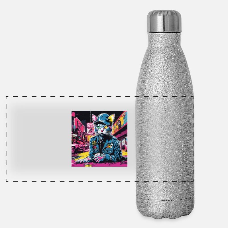 Under Ground Cat Panorama Glitzer Isolierflasche 500 ml