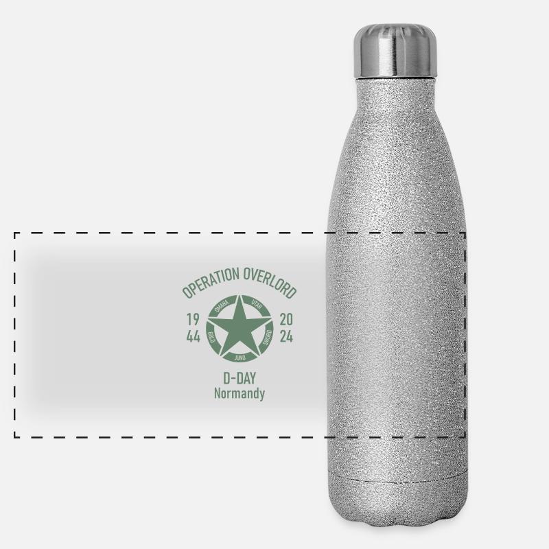 80 Jahre Landung in der Normandie, D-Day 1944. Panorama Glitzer Isolierflasche 500 ml