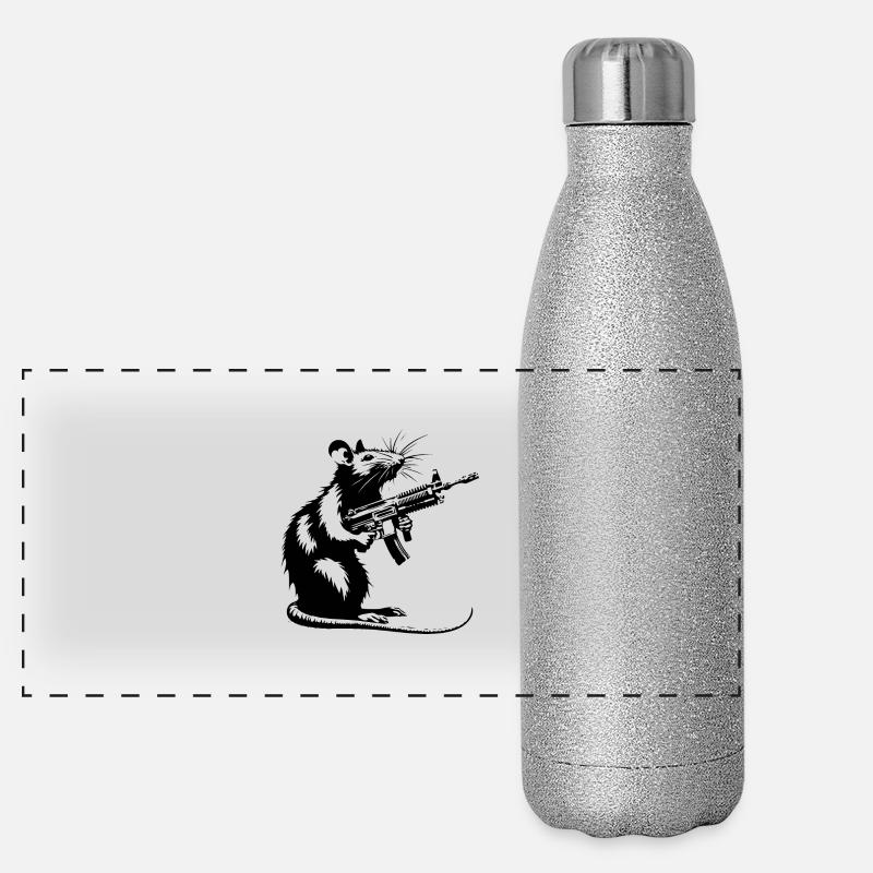 Rat avec mitrailleuse Gourde isotherme panoramique pailletée 500 ml