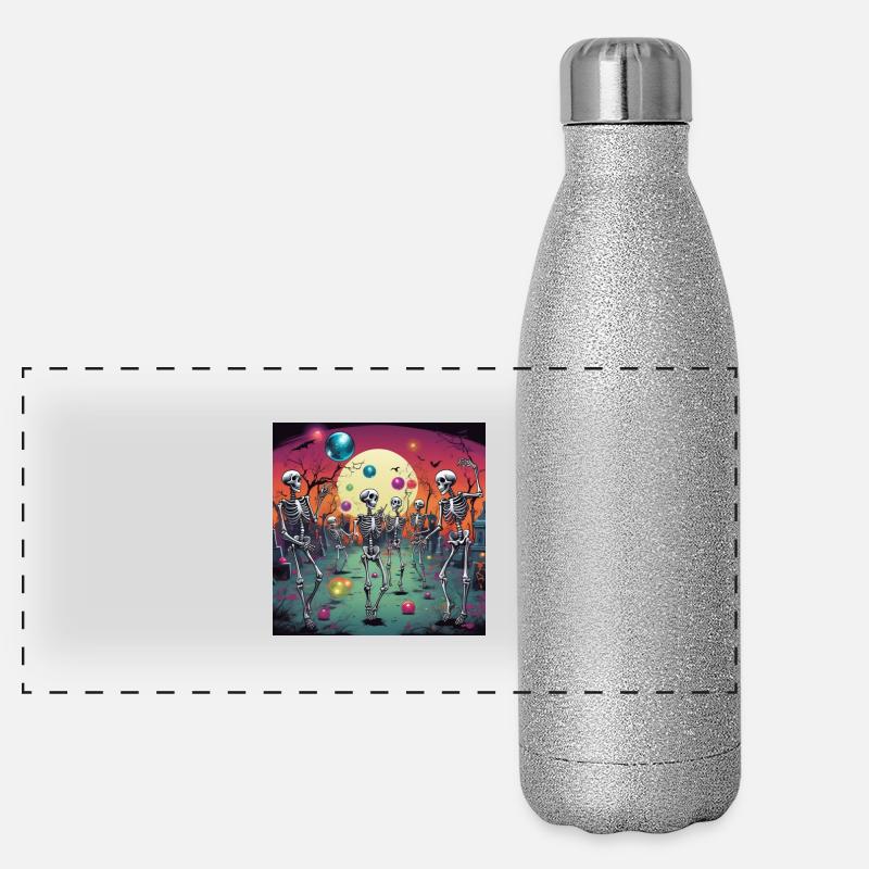 Skelett Geburtstag Panorama Glitzer Isolierflasche 500 ml