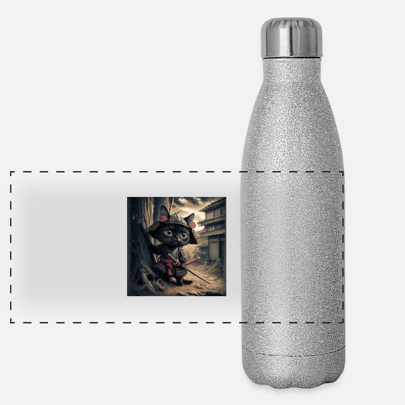 The Samurai Cat - A Journey of the little warrior Panoramic Glitter Thermal Bottle 500 ml