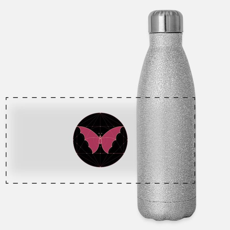 Heilige Geometrie Schmetterling Panorama Glitzer Isolierflasche 500 ml