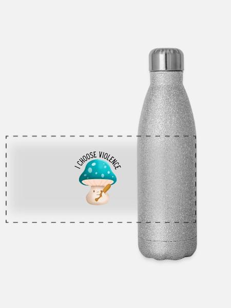 Choose Violence Sarcastic Funny Quote - Panoramic Glitter Thermal Bottle 500 ml - silver glitter - Front