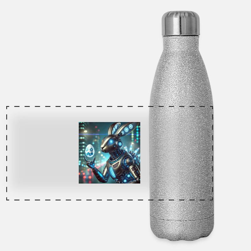 Un lapin de Pâques futuriste Gourde isotherme panoramique pailletée 500 ml