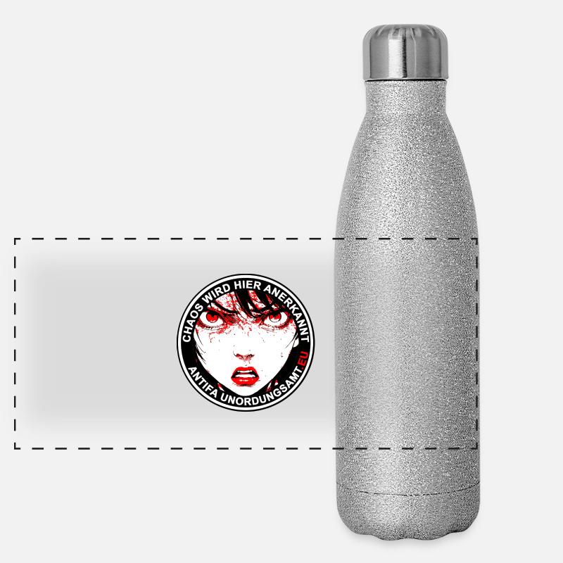 Antifa Unordnungsamt - Panorama Glitzer Isolierflasche 500 ml - Silber Glitzer