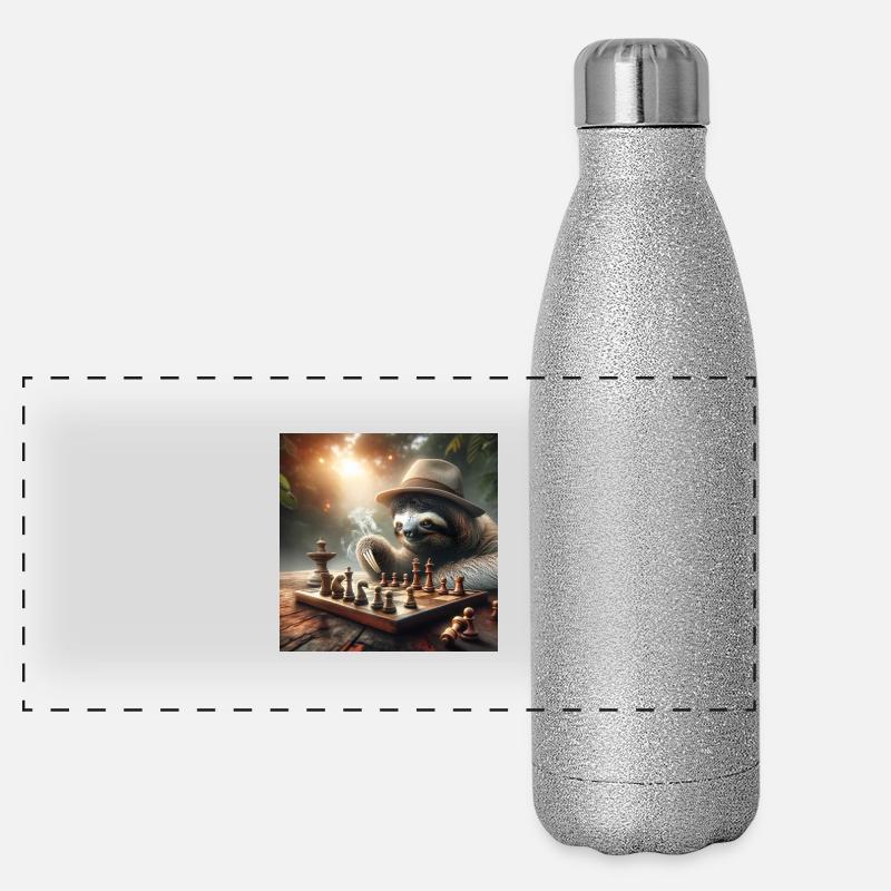 Faultier Wanderer Schach Panorama Glitzer Isolierflasche 500 ml