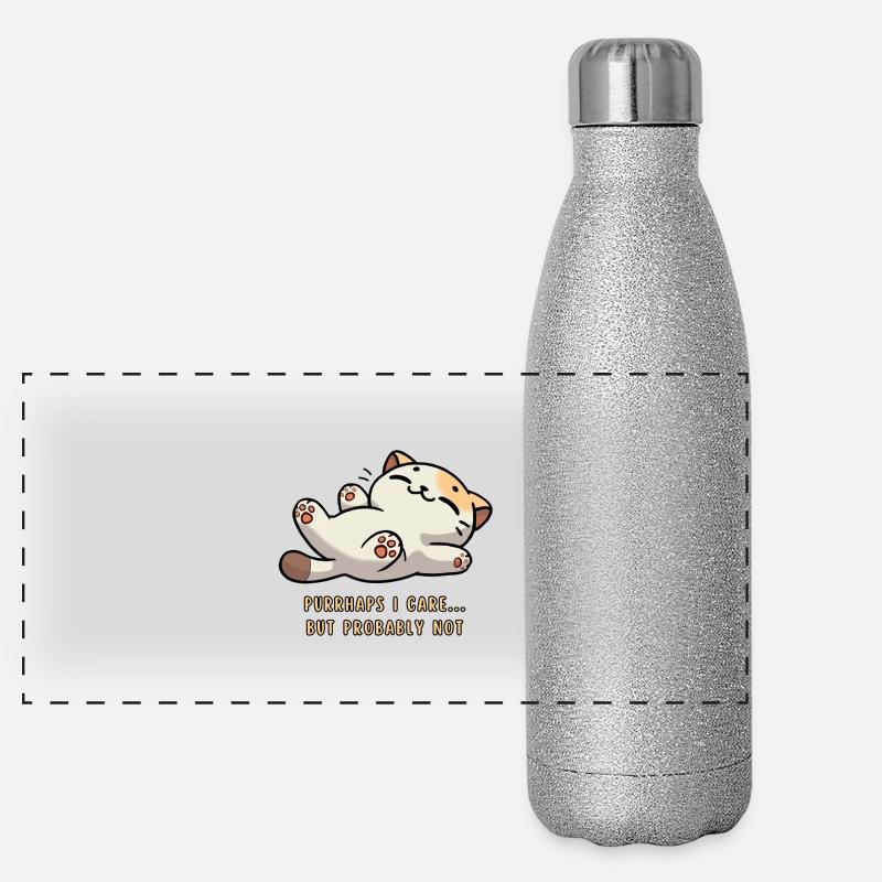 Niedliche Katze Purrhaps I care...but probably not Panorama Glitzer Isolierflasche 500 ml