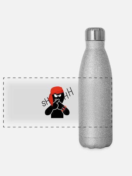 Sei still - Panorama Glitzer Isolierflasche 500 ml - Silber Glitzer