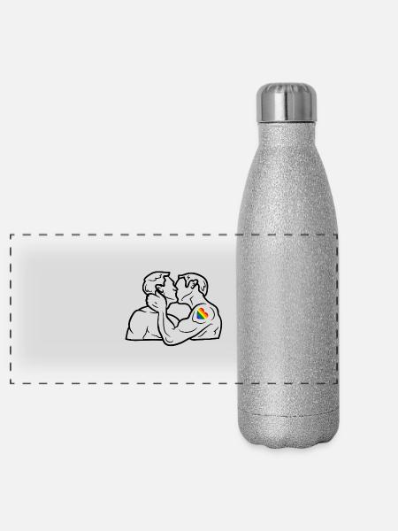 Gay Symbol - Panoramic Glitter Thermal Bottle 500 ml - silver glitter - Front