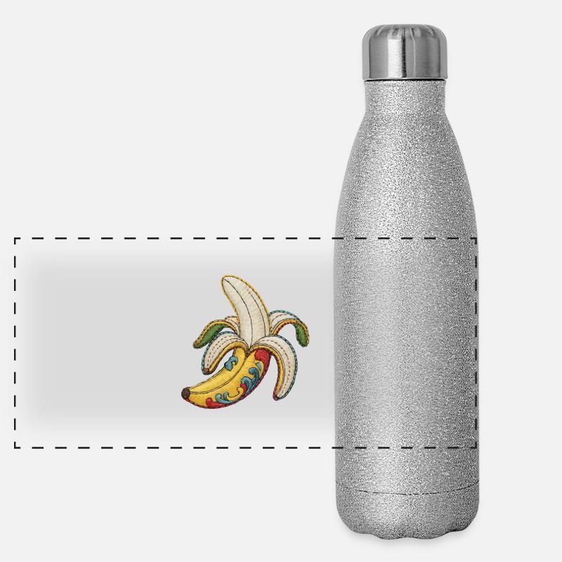 Broderie banane Gourde isotherme panoramique pailletée 500 ml