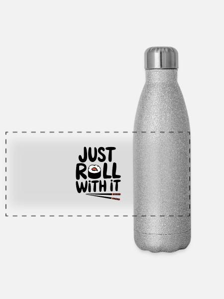 Il suffit de rouler avec - Gourde isotherme panoramique pailletée 500 ml - paillettes argentées - Devant