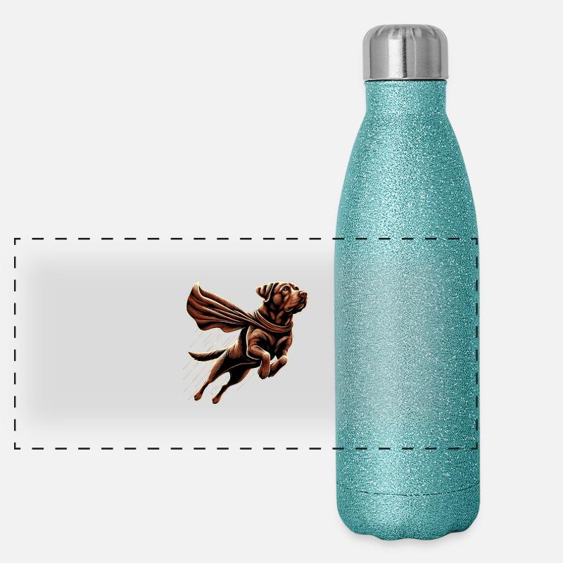 Super Hund brauner Labrador Labi Labbi Geschenk Panorama Glitzer Isolierflasche 500 ml