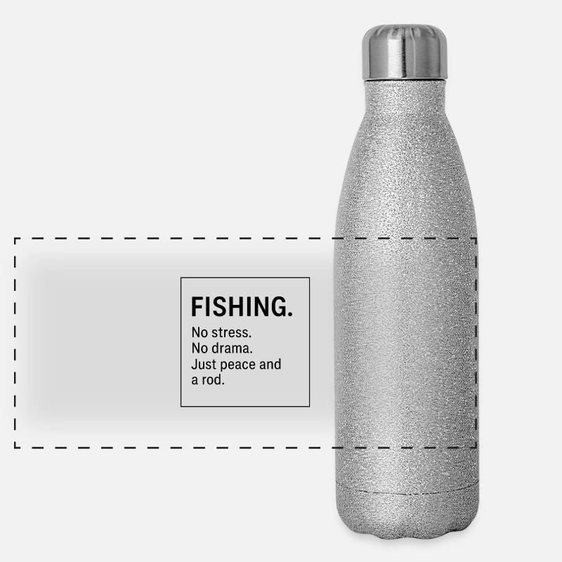 PÊCHE. Pas de stress – Chemise de pêche pour la paix et la tranquillité Gourde isotherme panoramique pailletée 500 ml