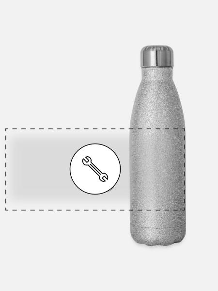 schraubenschlüssel - Panorama Glitzer Isolierflasche 500 ml - Silber Glitzer - Vorne