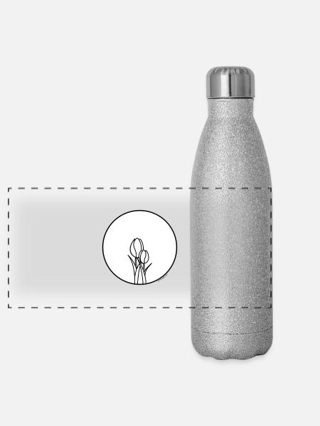 Einfach Tulpen - Panorama Glitzer Isolierflasche 500 ml - Silber Glitzer - Vorne