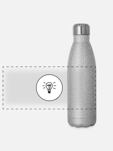 Eine Glühbirne - Panorama Glitzer Isolierflasche 500 ml - Silber Glitzer - Vorne