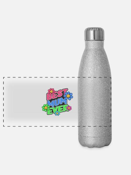 Best Mum ever - Panoramic Glitter Thermal Bottle 500 ml - silver glitter - Front