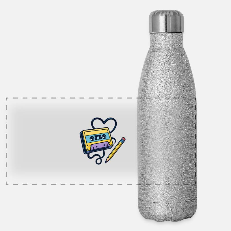 Cassette Love – Rembobinez les bons moments Gourde isotherme panoramique pailletée 500 ml