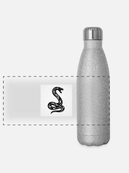 Le monde fascinant des serpents - Gourde isotherme panoramique pailletée 500 ml - paillettes argentées - Devant