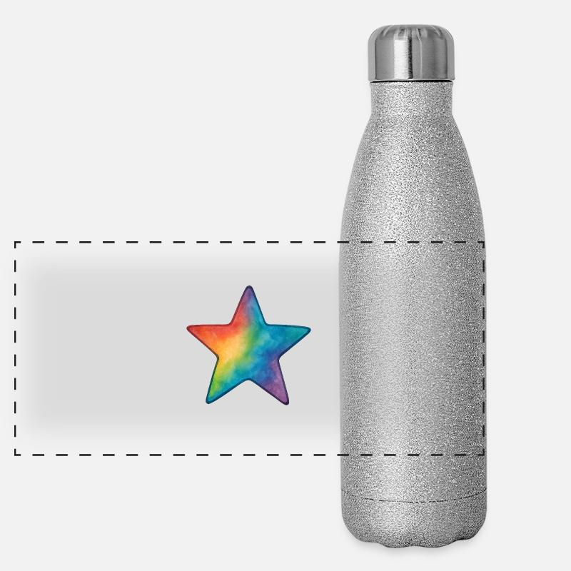 Watercolor Star – Bunter Stern im Aquarellstil Panorama Glitzer Isolierflasche 500 ml