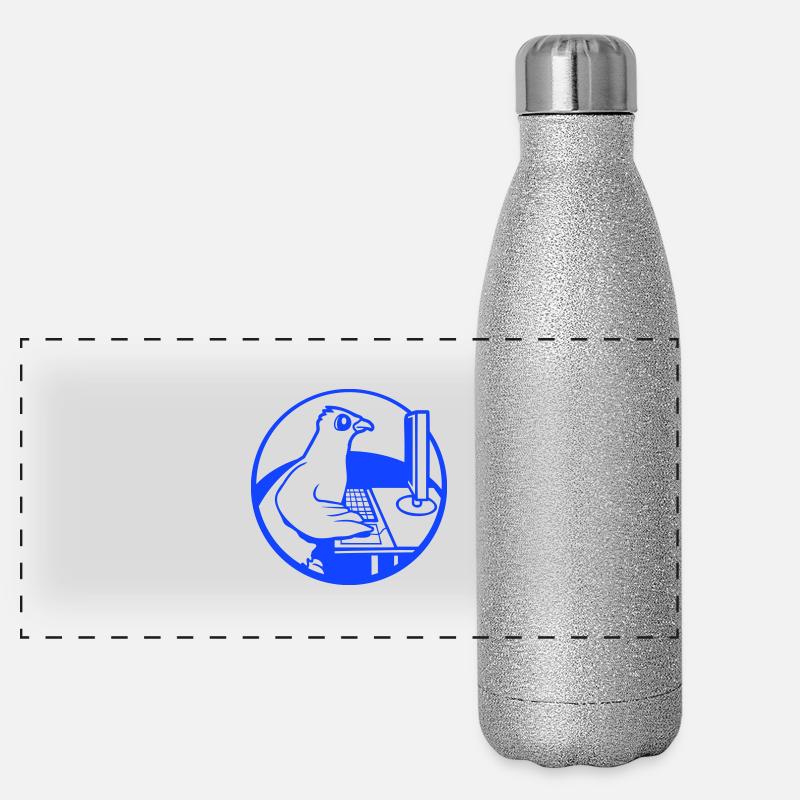 Taube arbeitet Büro Computer Tatsatur Maus Gamer Panorama Glitzer Isolierflasche 500 ml