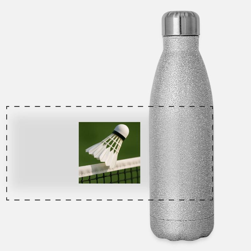 Badminton - Ball über Netz Panorama Glitzer Isolierflasche 500 ml