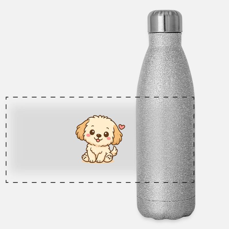 Petit chien – loyal et mignon Gourde isotherme panoramique pailletée 500 ml