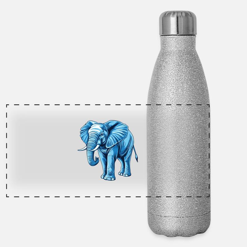 blauer Elefant Panorama Glitzer Isolierflasche 500 ml