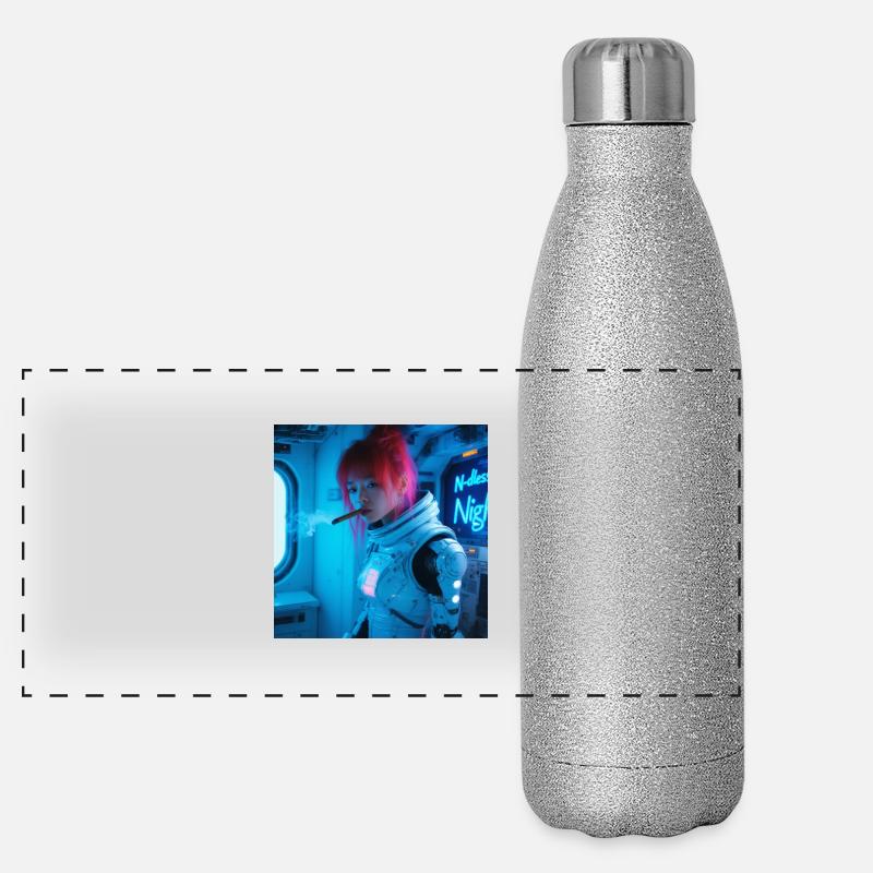 Space Soldier with a cigar Panoramic Glitter Thermal Bottle 500 ml