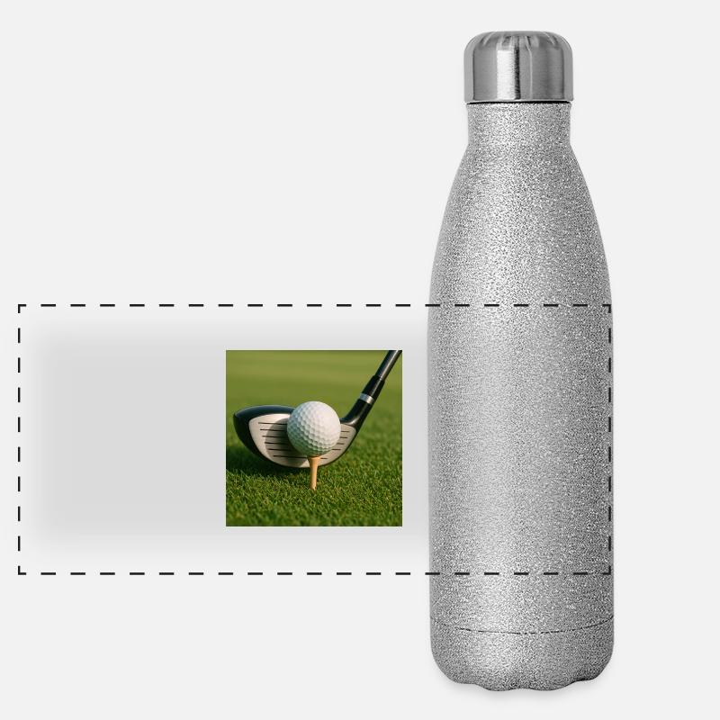 Sport - Golf, Schläger und Ball Panorama Glitzer Isolierflasche 500 ml