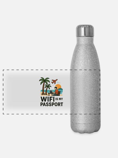 REMOTE LIFE - Panoramic Glitter Thermal Bottle 500 ml - silver glitter - Front