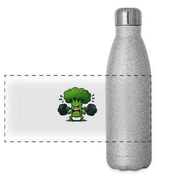 Brokkoli - Panorama Glitzer Isolierflasche 500 ml - Silber Glitzer - Vorne