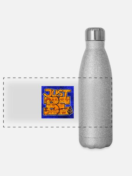 Just Be (quiet, shut up) - Panorama Glitzer Isolierflasche 500 ml - Silber Glitzer - Vorne