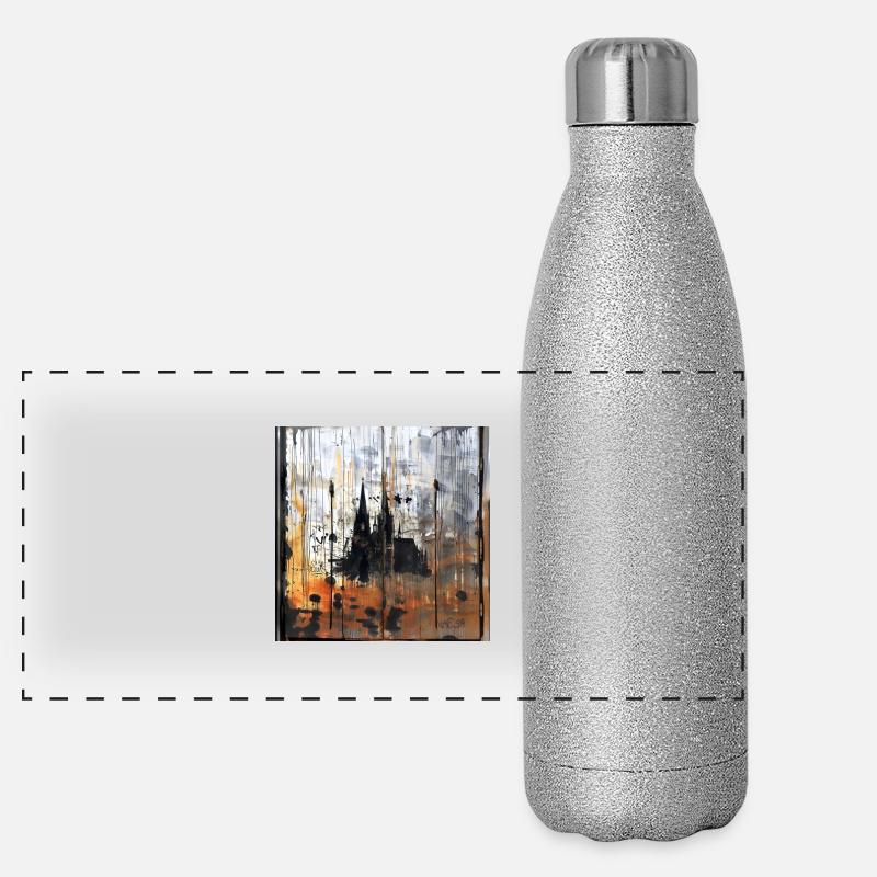 Graffiti Kölner Dom Silhouette rostig Hintergrund Panorama Glitzer Isolierflasche 500 ml
