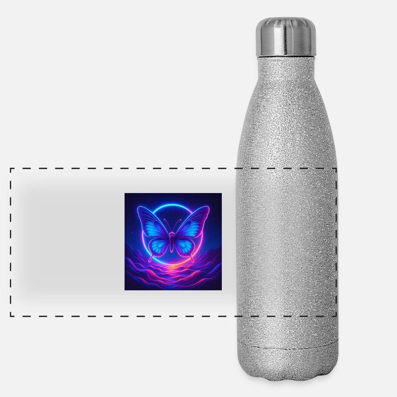 Neon Print Butterfly Panorama Glitzer Isolierflasche 500 ml