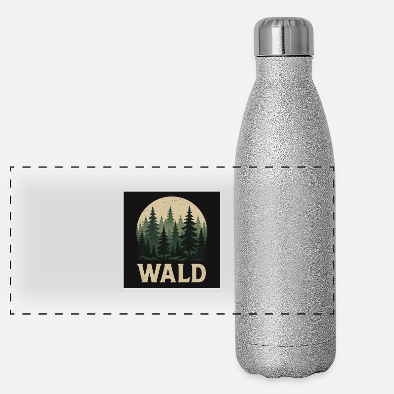 Tannenbäume Wald Design Panorama Glitzer Isolierflasche 500 ml