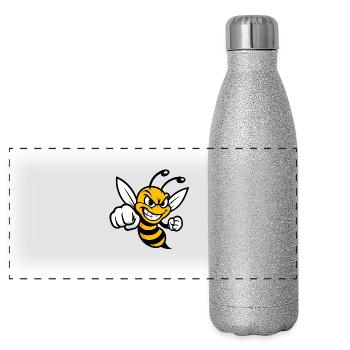 Abeille avec le poing - Gourde isotherme panoramique pailletée 500 ml - paillettes argentées - Devant