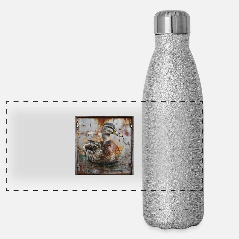 Graffiti weibliche Ente Rost Metall Containertür Panorama Glitzer Isolierflasche 500 ml